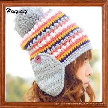 Striped Knitted Hat with Earflap